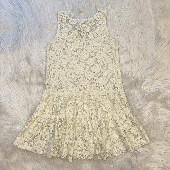 Free People FP ONE Emily Sheer Floral Ruffle Lace Slip Tunic Dress in Ivory - Picture 6 of 7